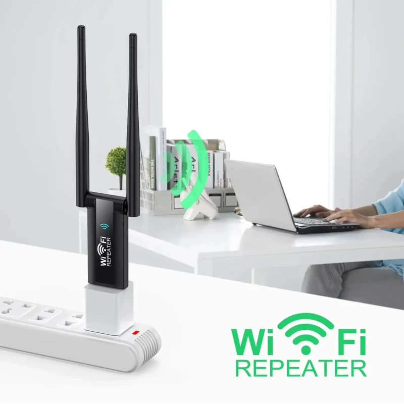 300M High Speed USB Wireless Repeater, WiFi Signal Booster Amplifier 2.4G Wireless Extender WiFi Adapter for Smart TV, Laptop, Mobile Phone, Tablet, Wireless Internet Repeater Range Coverage Up to 500